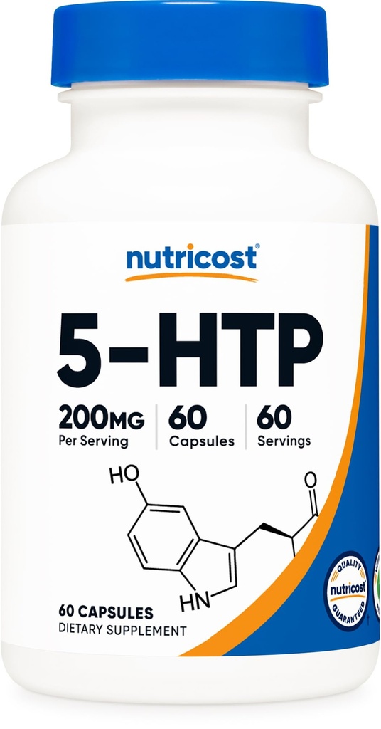 Nutricost 5-HTP 200mg, 60 채식 캡슐 (5-Hydroxytryptophan) - 비 GMO 및 글루텐 무료