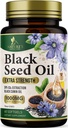 Black Seed Oil Softgels 1000mg - 프리미엄 Nigella Sativa Blackseed, 순수한 자연 블랙 Cumin Seed Oil & Antioxidant for Skin & Immune Support - 미국 보충 - 60 Softgels