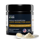 FOUR LEAF ROVER - 개를위한 사자 Mane 버섯 - 모든 연령대의 개에있는 건강한 두뇌와 신경 시스템 지원 - 유기 전체 버섯 - 제 3 자 테스트 - 60 일 큰 개 공급
