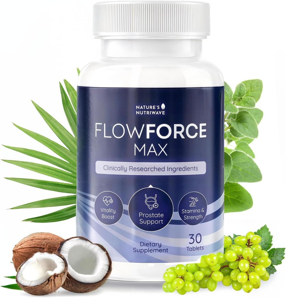 FlowForceMax Herbal Support Supplement - Saw Palmetto Extract가있는 천연 식물 기반 공식 | 30 Chewable Tablets, 1 개월 공급, 미국에서 만든