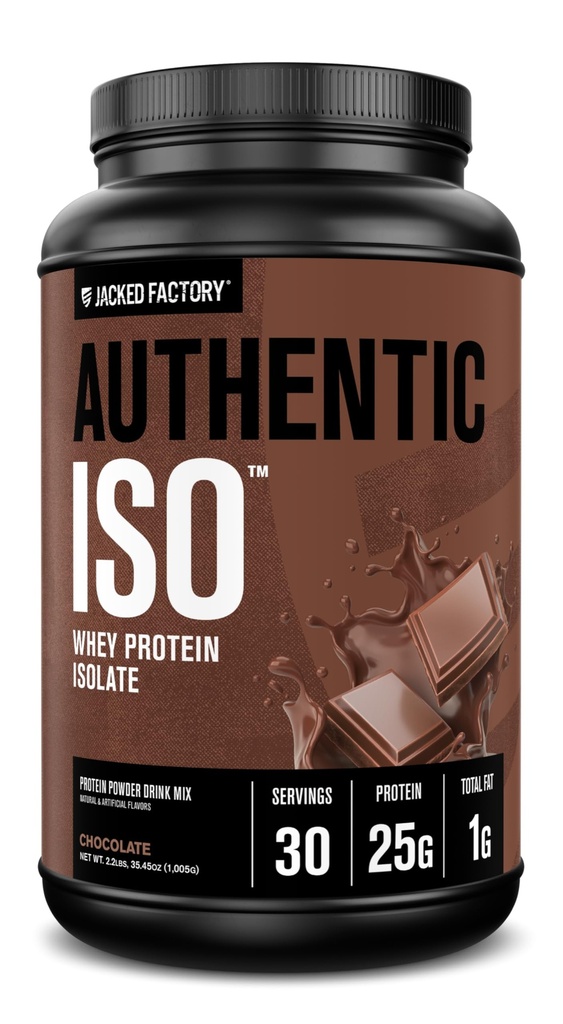 Jacked Factory Authentic ISO Grass Fed Whey Protein Isolate Powder - 낮은 Carb, Non-GMO 근육 건물 단백질 w / 필러, 포스트 운동 회복, 초콜릿
