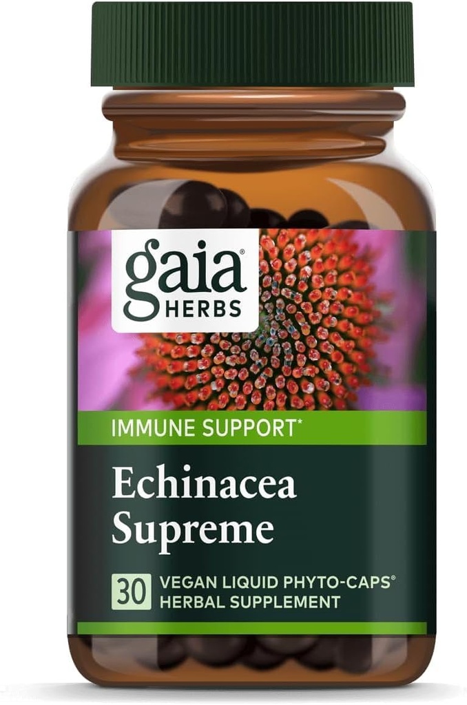 가이아 허브 Echinacea 대대 - 면역 지원 보충교재 - Echinacea Purpurea & Angustifolia 혼합 지원 면역 체계 - 30 Vegan 액체 Phyto 캡슐 (15 일 공급)