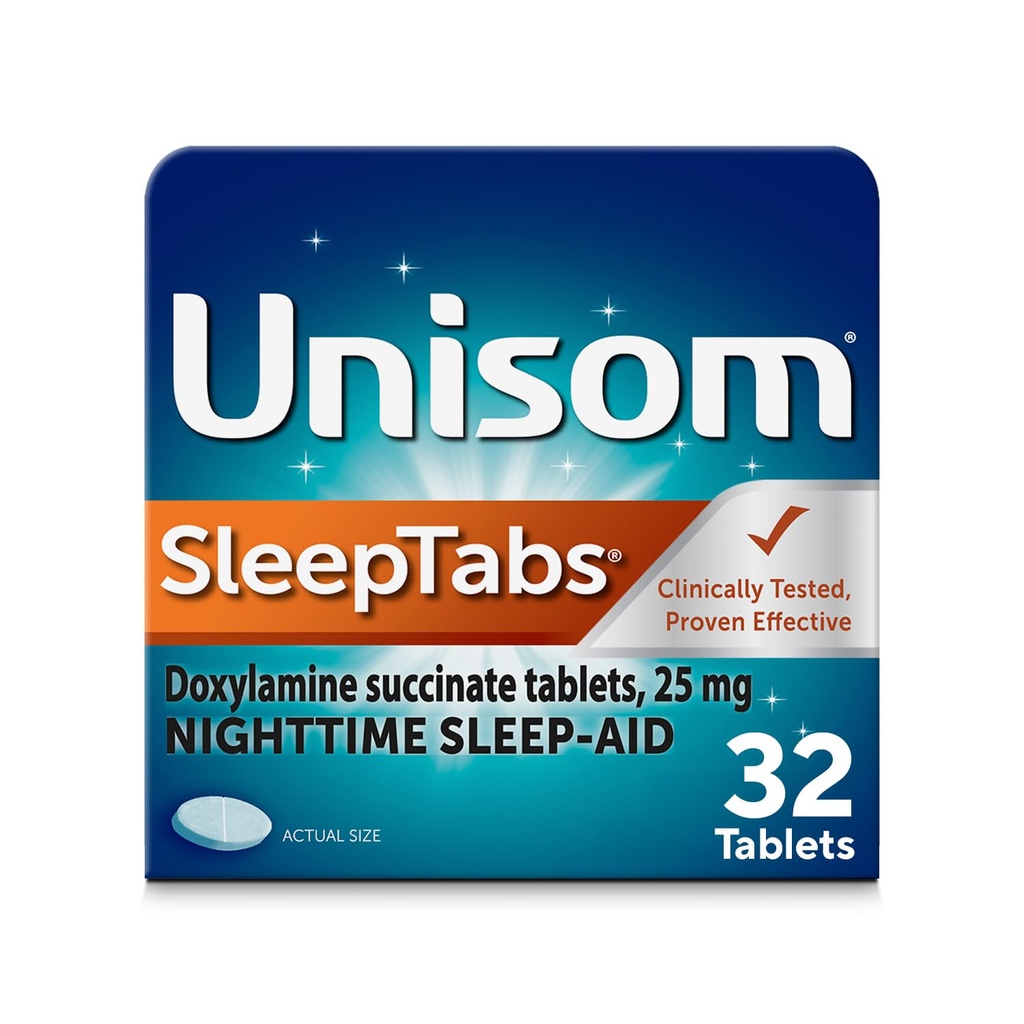 Unisom SleepTabs, 야간 수면 보조, Doxylamine Succinate, 32 정제