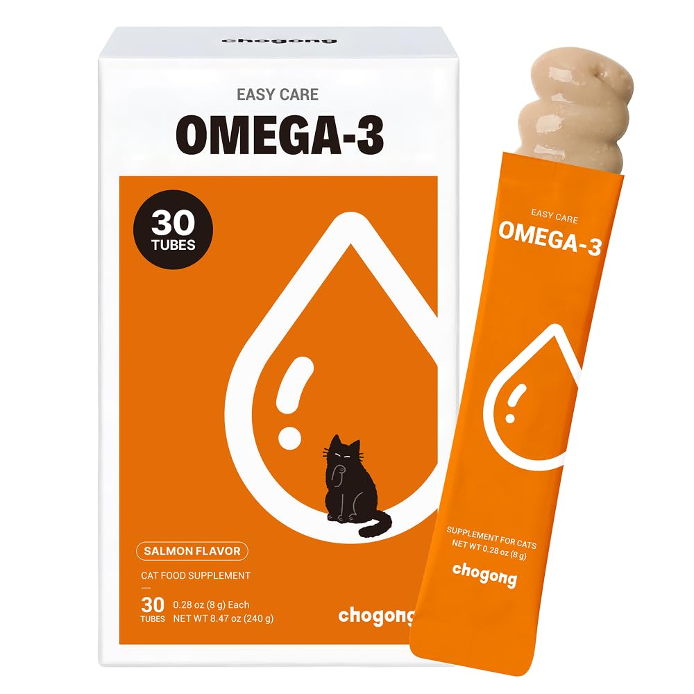 Omega-3 for Cats, Lickable Skin & Coat Supplement with EPA + DHA, 30 Tubes