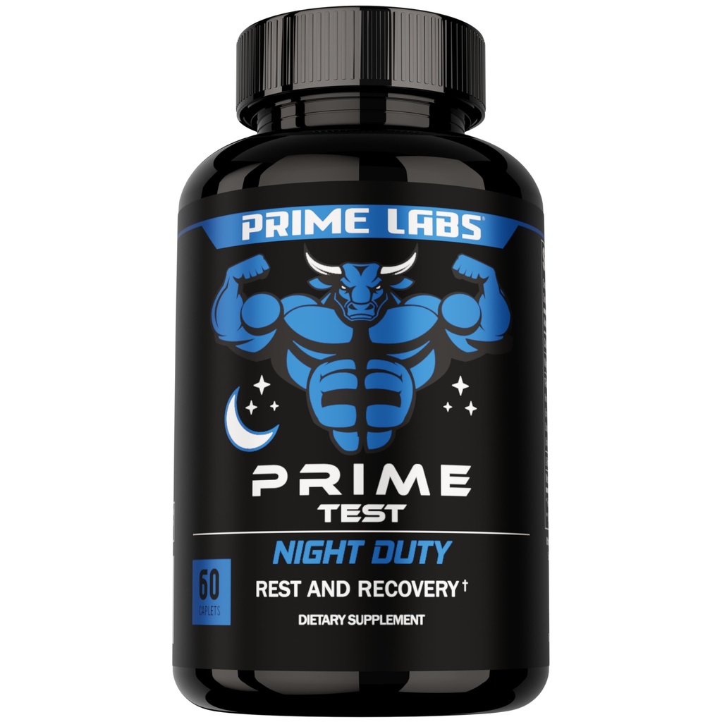 Prime Labs Night Duty - 야간 테스토스테론 부스터 및 수면 지원 - PM Rest & Muscle Recovery Supplements - 60 Count