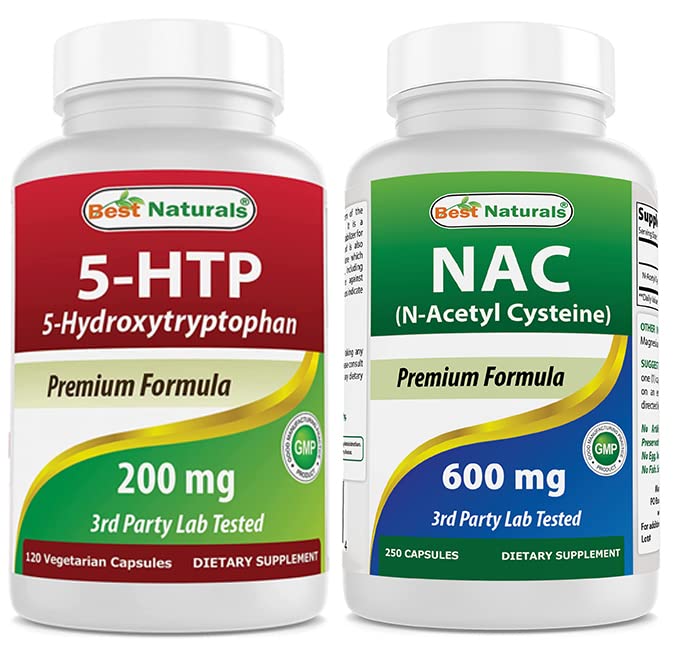 제일 자연적인 5-HTP 200 mg & NAC - N 아세틸 Cysteine 600 mg