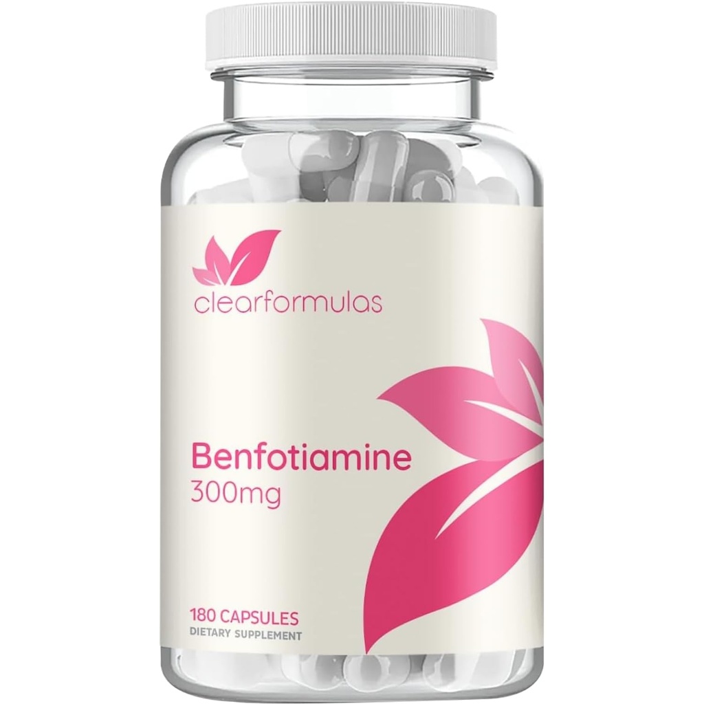 높은 흡수 비타민 B1 Benfotiamine 300mg - 글리세린 심장과 Nerve 지원을 위한 Benfotiamine 보충교재 - Vegan Non-GMO & 글루텐 자유로운 지방 수용성 Thiamine B1 보충교재 (180의 봉사)