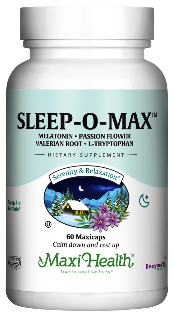 Maxi 건강 성인 Valerian 뿌리, Melatonin, Tryptophan, Passionflower - 자연 수면 보충 - Calm Sleep Support Formula