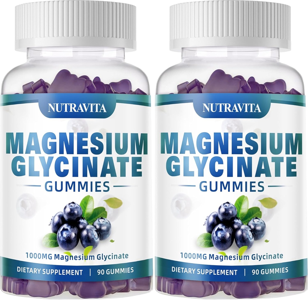 마그네슘은 마그네슘 L-Threonate를 가진 Gummies 1000mg를, VitD, B6, CoQ10, 칼슘, 기억, Calm, Mood - 180 Gummies Blueberry를 가진 염화 칼륨 복합물에 의하여 주름을 잡았습니다
