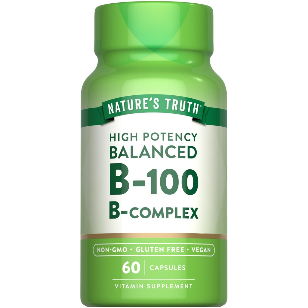 Nature's Truth Vitamin B Complex | 60 캡슐 | 높은 효능 B-100 | Non-GMO & 글루텐 무료 보충
