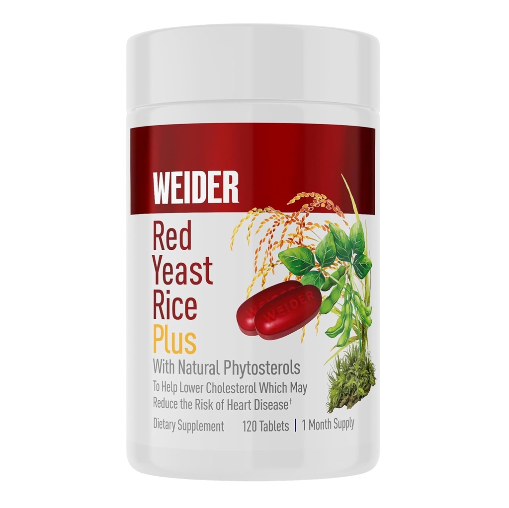 Weider Red Yeast Rice Plus 1200mg, 850mg의 천연 Phytosterols, 글루텐 무료, 1 개월 공급
