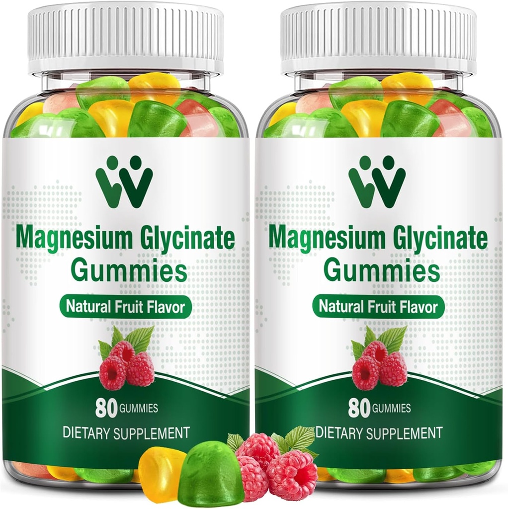 마그네슘 글리세라이드 Gummies 400 - 수면, 스트레스 및 근육 완화를위한 마그네슘 보충 비타민 D, B6 과일 맛, Vegan, 2 팩을 가진 성인과 아이를 위한 마그네슘 체스