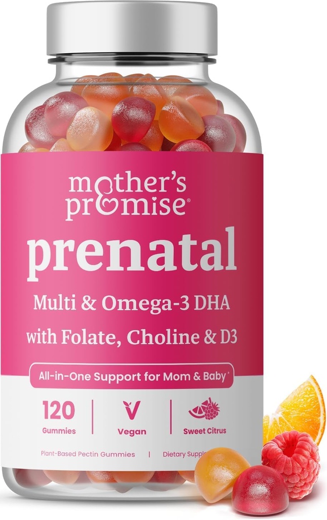 DHA를 가진 전염성 비타민 Gummies | 오메가 3, Methylfolate, Choline & D3를 가진 여자를 위한 Vegan Prenatal 비타민, 태아 발달을 위한 임신 비타민 | 거미 Multivitamin 보충교재, 120 조사