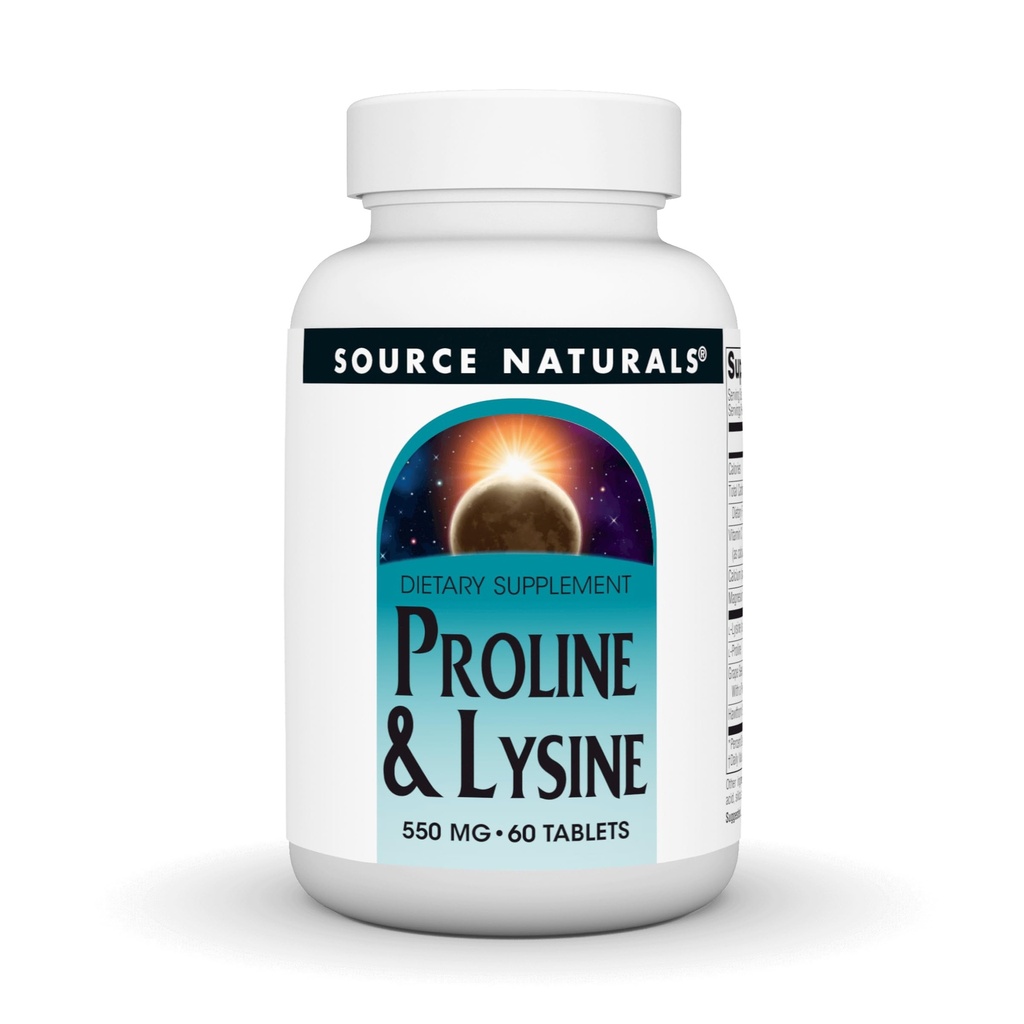 Source Naturals L-Proline & L-Lysine, 550mg - 60 정제