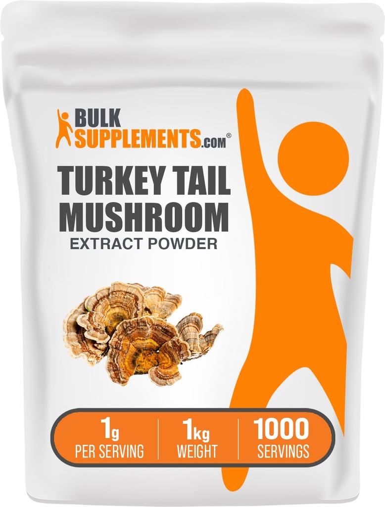 BulkSupplements.com 터키 꼬리 버섯 추출물 분말 - Coriolus Versicolor 추출물, 버섯 보충 - Vegan & Gluten 무료, 서빙 당 1g, 1kg (2.2 파운드) (팩 1)
