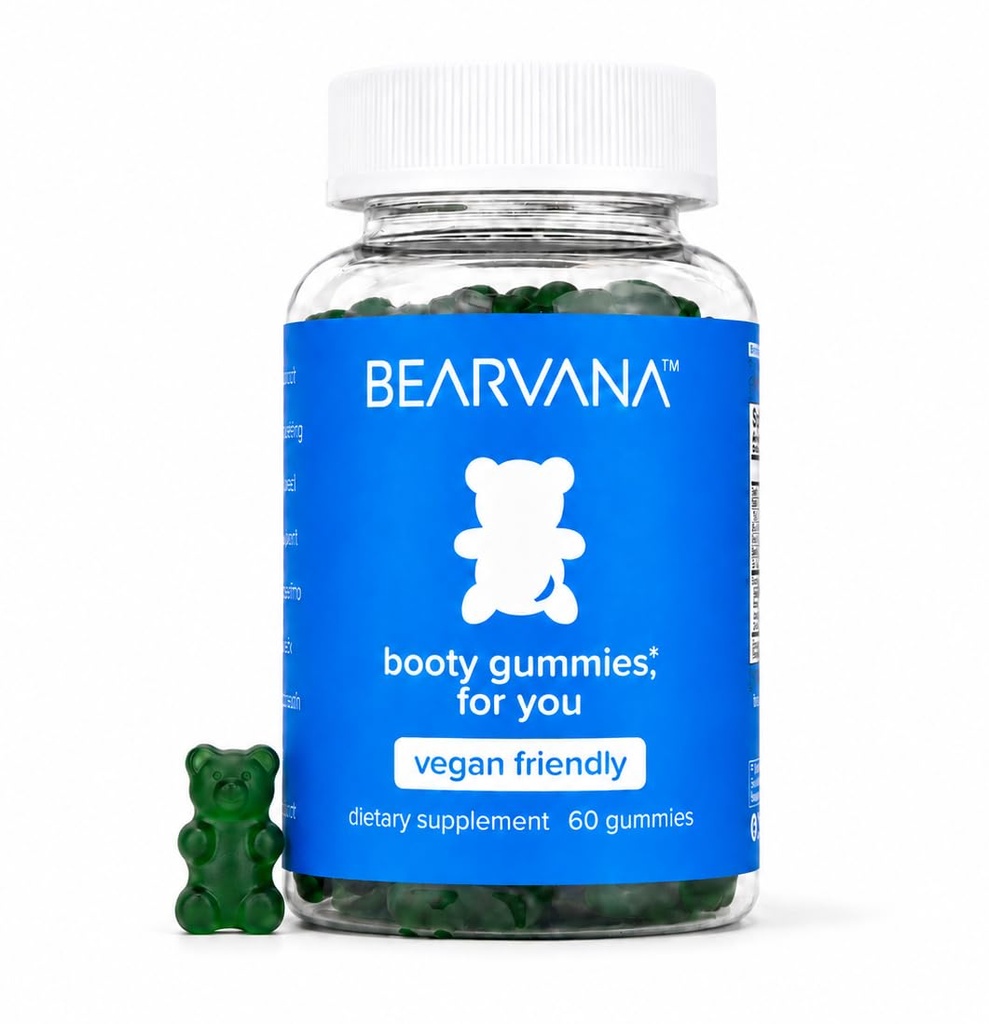 BEARVANA Peach Support Gummies for Women | 마카 뿌리, Fenugreek & Ginger 포함 9 식물의 초본 보충 | 영양 맛 | 60 구미