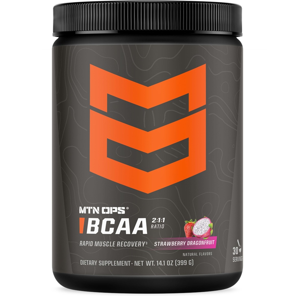 MTN OPS BCAA 2 : 1 : 1 Amino Acids 보충 분말 Rapid Muscle Recovery & Repair with Zero Sugar & Gluten Free (30-Serving Tub, Strawberry Dragonfruit)