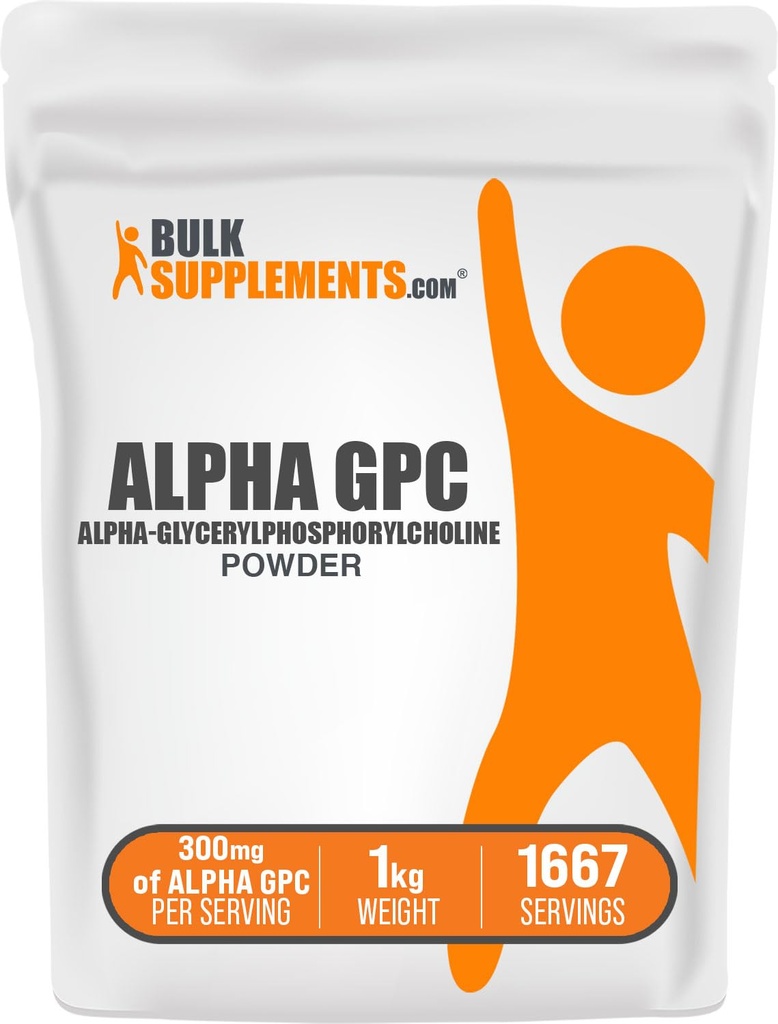 BulkSupplements.com 알파 GPC 분말 - 콜린 보충제, 알파 GPC 300mg - Unflavored & Gluten 무료, 봉사 당 600mg, 1kg (2.2 파운드) (팩 1)