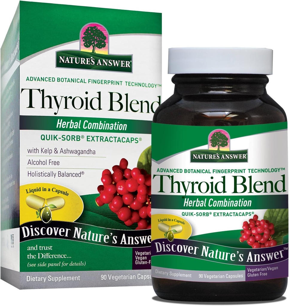 자연의 답변 Thyroid Complete Blend Vegetarian Capsules 90 Count | Thyroid | Natural Energy Booster | 대사 촉진