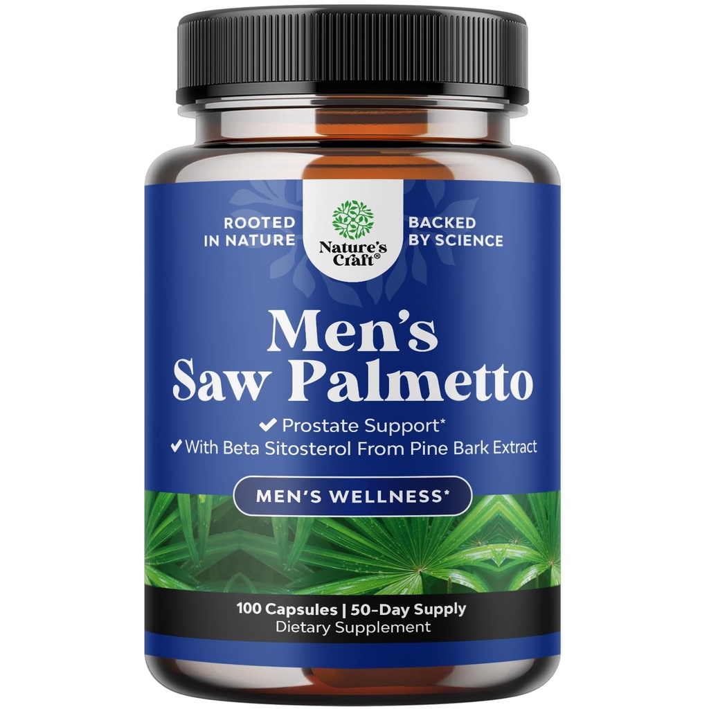 Nature Craft는 Beta Sitosterol을 가진 남자를 위한 Palmetto를 보았습니다 - 남자 Bladder 통제와 전립선 지원을 위한 톱 Palmetto 추출물 전립선 건강 보충교재 - 회복 머리 보충교재