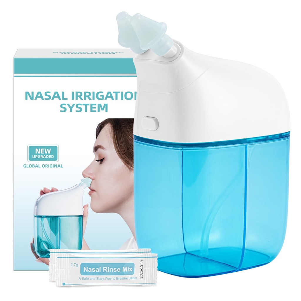 30 사선 패킷, Sinus Rinse Machine, Nose Sinus Cleaner Machine with Water Tank & Waste Collection Tank - Blue