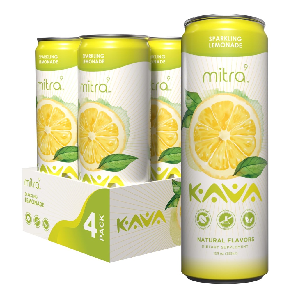 MITRA9 식물 음료 - Kava 뿌리 추출물이있는 레몬 스파클링 카바 음료 - Mood 증강 인자 - 식물 기반 - 천연 Calm 및 Clarity (12 Fl. Oz) (4)