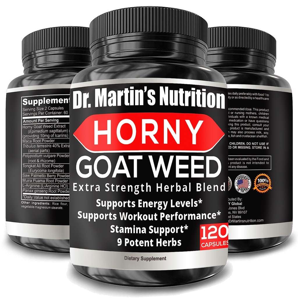 최고 힘 1590mg Horny Goat는 Maca Arginine & Ginseng를 가진 120의 캡슐을 잡았습니다 - 자연적으로 당신의 건강, 운동 성과, 내구시간 & 에너지, 남자 & 여자를 위한 합동 건강 (120C)