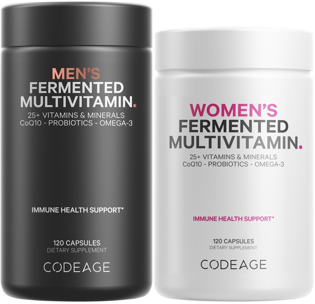 Codeage 매일 Multivitamin 번들: 여자 & 남자의 Multivitamins, B 비타민, Probiotics, 식품 기반 혼합, 병 당 120 캡슐