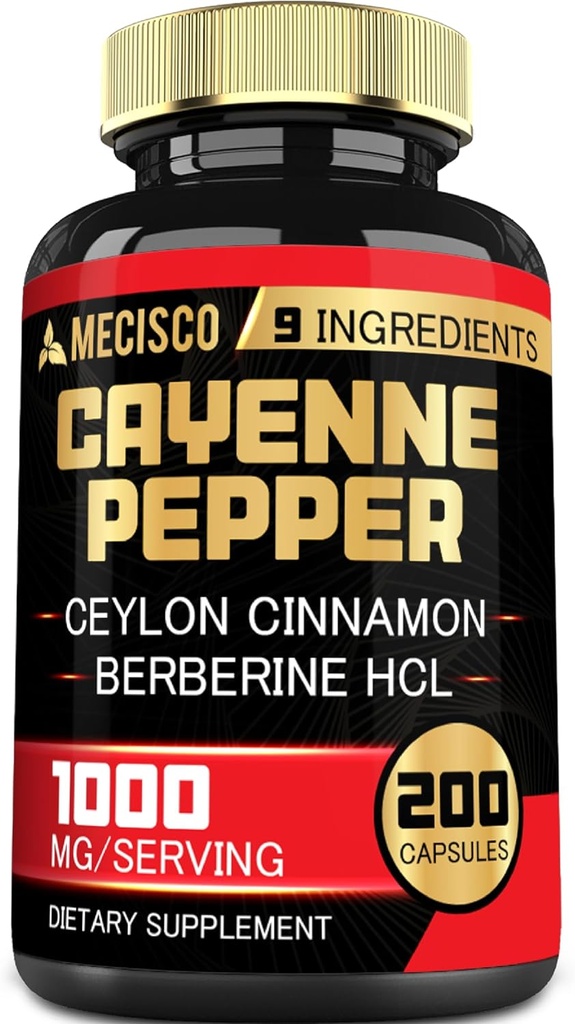 심황 Curcumin 뿌리, Berberine HCl, Ceylon Cinnamon Bark 및 더 많은 200 캡슐과 Cayenne Pepper 캡슐 - 소화 건강, 면역 체계 & 몸 균형 지원