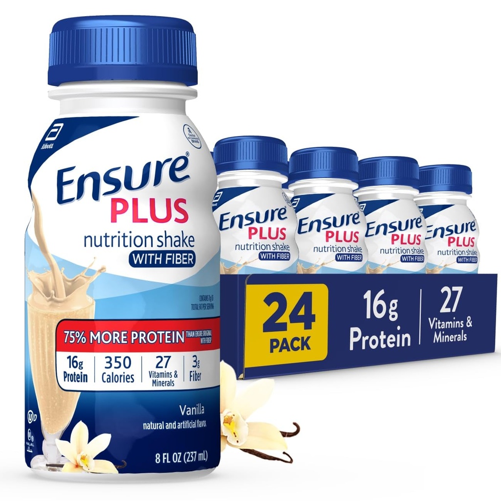 섬유를 함유 한 바닐라 영양 쉐이크 | 식사 교체 쉐이크 | 드링크 준비 | 16g Protein and 27 Vitamins and Minerals | 8 fl oz - 24 Pack