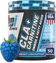 BPI 스포츠 CLA + 카르니틴 - CLA L 카르니틴 & Linoleic 산 - 체중 감량, Metabolism & Lean 근육을위한 L 카르니틴 보충 - 카페인 무료 - 블루 라즈베리 - 50 서빙 - 12.34 온스