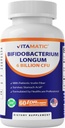 Vitamatic Bifidobacterium Longum 6 Billion CFU 당 DR 캡슐 - 60 조사 - Prebiotic Inulin 섬유로 만드는 Intestinal 건강을 승진시킵니다
