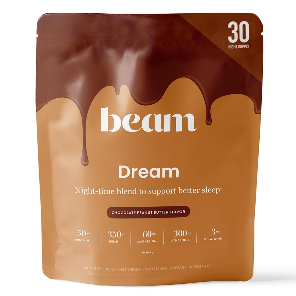 빔 드림 수면 파우더, L-Theanine, Apigenin, Reishi 및 마그네슘, 세 번째 파티는 깊은 수면, 휴식 및 회복, 자연 수면 지원, 30 서빙을위한 자연 수면 보조 및 수면 보충을 테스트했습니다.