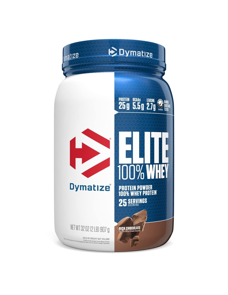엘리트 100 % Whey Protein Powder, 초콜릿, 25g의 단백질, 5.5g BCAAs, 140 Cal 미만. 글루텐 무료, 3g Carb, 2g Sugar, 3g Fat (25 서빙)