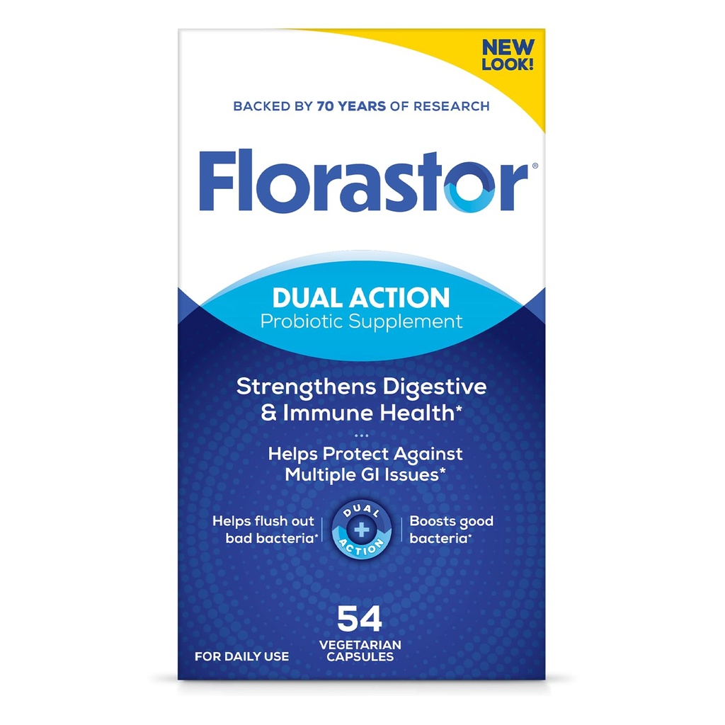 소화 및 면역 건강을 위한 Florastor Probiotics, 54 캡슐, 여성 & 남자를 위한 Probiotics, 도움 유출 나쁜 박테리아, 우리의 스트레인 Saccharomyces Boulardii, 포장 May Vary에 좋은