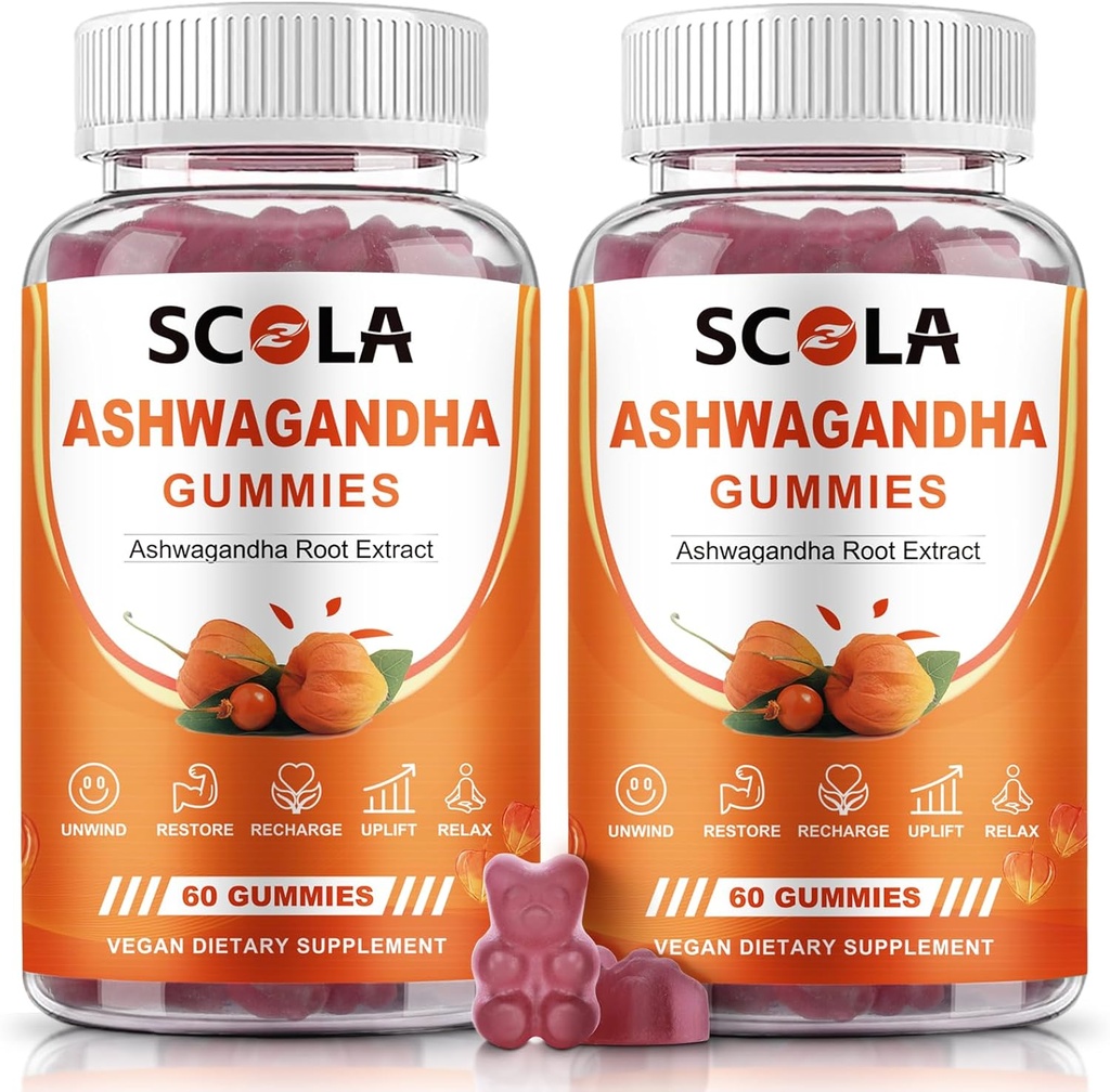 Ashwagandha Gummies, Ashwagandha 뿌리 추출물 비타민 D 아연, 수면 스트레스 균형, Vegan, Non-GMO, 글루텐 프리, 120 카운트를위한 Ashwagandha Supplement