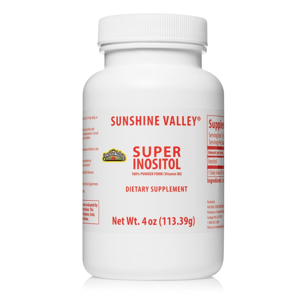 Sunshine Valley® Super Inositol, 비타민 B8은 규정식 보충교재, 자연적인 PCOS 비료 보충교재, Hormonal 균형 & 건강한 타원형 기능 지원 - 4개 oz를 강화합니다