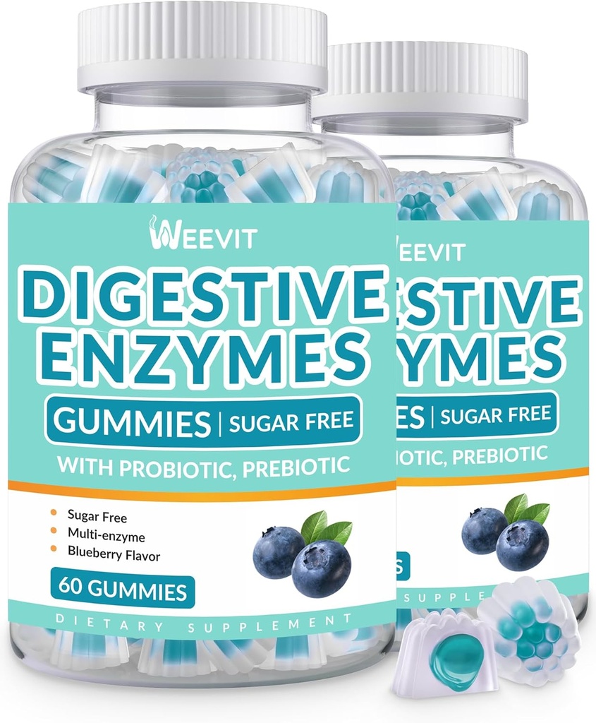 Digestive Enzymes Gummies, Probiotics & Prebiotics Blend, Sugar Free | Vegan