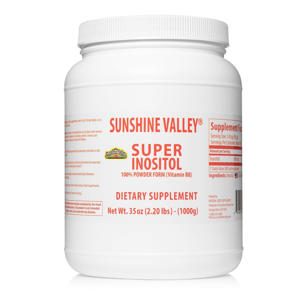 Sunshine Valley® Super Inositol, 비타민 B8은 규정식 보충교재, 자연 & PCOS 비료 보충교재, Hormonal 균형 & 건강한 타원형 기능 지원 - 35oz를 강화합니다