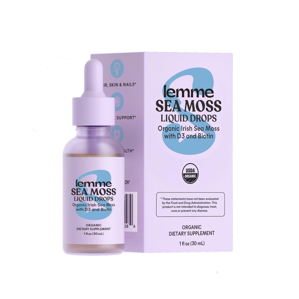 Lemme 아일랜드어 바다 Moss 비타민 D3 및 비타민 D3과 Biotin Trace 무기물 지원, 면역력, 머리, 피부 & 못, 뇌 건강 - 글루텐 & 설탕 무료, 비 GMO, 1개 oz, 30의 서빙