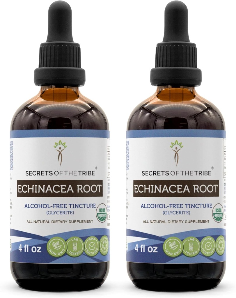 Echinacea 뿌리 USDA 유기 탈옥 | 알콜 자유로운 추출물, 높 순수성 초본 하락, 면역 체계 건강 | 100%에 의하여 증명되는 유기 Echinacea 뿌리 (Echinacea Purpurea) 2x4 oz에게서 만드는