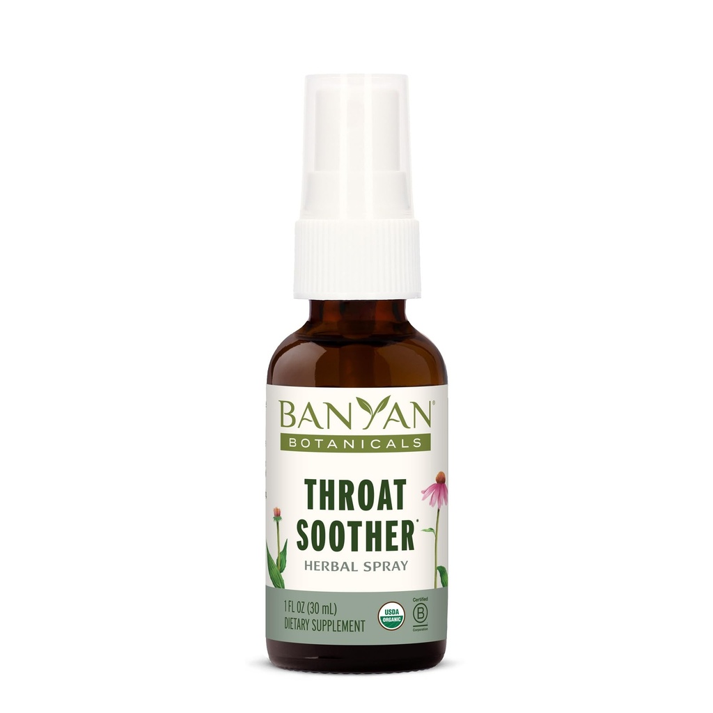Banyan Botanicals Throat Soother Herbal Spray – 유기 초본 Throat Spray ­with Echinacea Root for Throat Comfort and Immune Support* – 1 fl oz. – 비 GMO 지속 가능한 Sourced Vegetarian