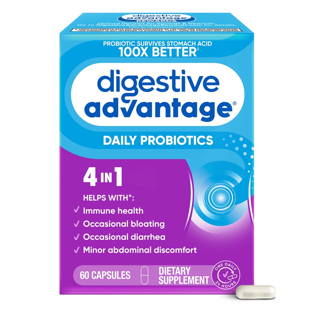 소화 건강, 여성 & 남자를 위한 매일 Probiotics를 위한 소화 이점 Probiotics는, Gut 건강, Occasional Bloating & Diarrhea, Minor Abdominal Discomfort, & 면역 지원, 60ct 캡슐을 지원합니다
