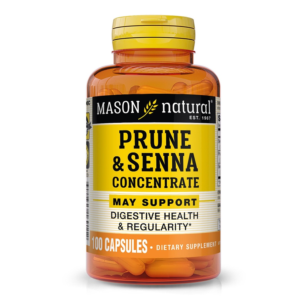 MASON NATURAL Prune Senna Concentrate, 일반 및 지원 Bowel & 소화 기능, 100 캡슐에 대한 천연 야채 Laxative