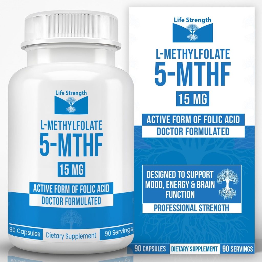 L-Methylfolate 15 MG, 낙관된 & 높게 bioactive 메틸 Folate, 무드와 면역 지원을 위한 5-MTHF 보충교재, 에너지, 비 GMO & 글루텐 자유로운, 90의 캡슐을 위한 자연적인 규정식 보충교재