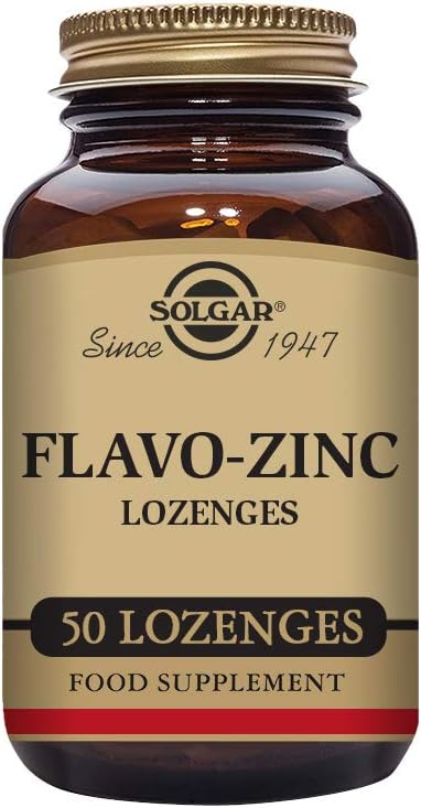 Solgar Flavo-Zinc Lozenge, 50 Count - Great-Tasting Lemon Lime flavor - 산화 방지제, 면역 체계 건강 - 높게 흡수 가능, 빨리 녹여 - 붕대, 글루텐 무료, 낙농장 무료, 코셔 - 50 서빙