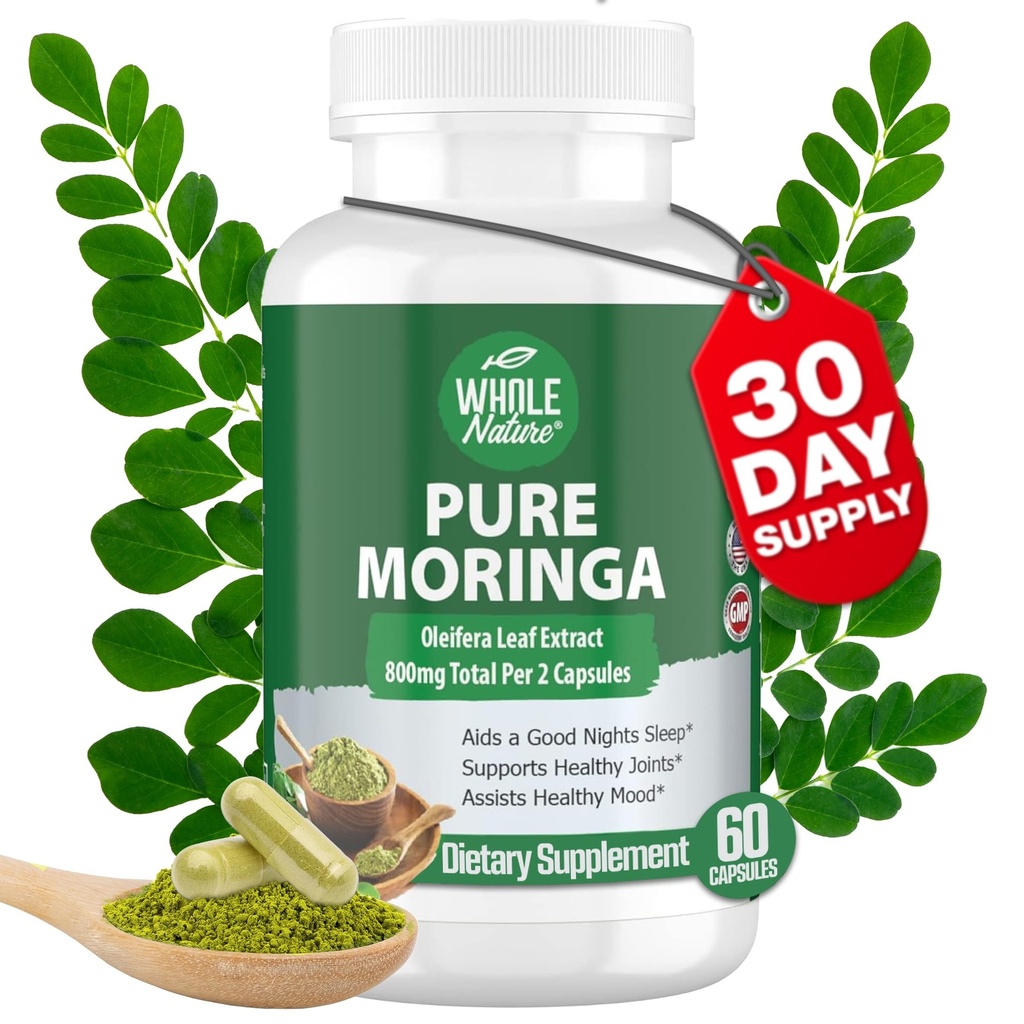 Moringa 캡슐, 800mg 유기 Moringa Oleifera 잎 분말 Superfood 녹색 순수한 Moringa 알약은 Vegan, 비 GMO 에너지 증가이고 건강한 보충교재를 지키십시오
