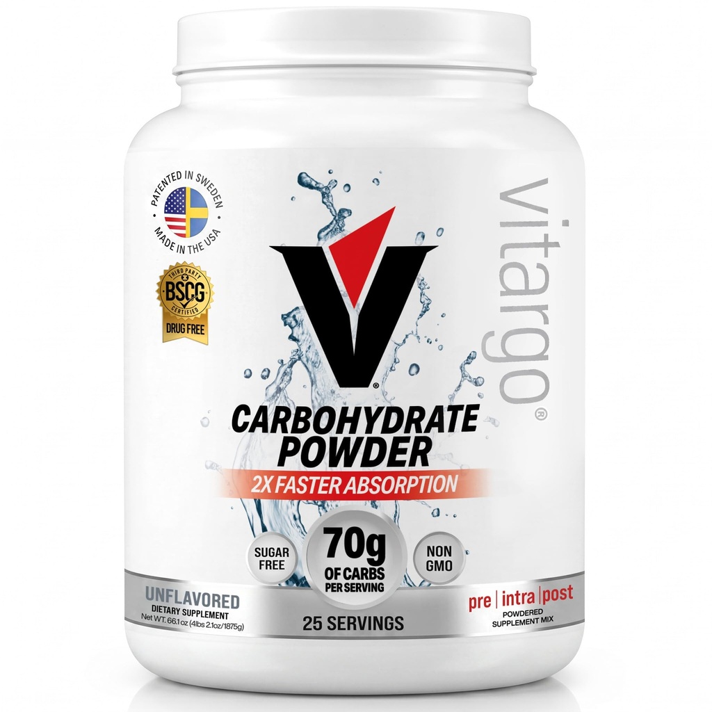 Vitargo 탄수화물 분말, 2X 패스너 흡수, 4.4 LB 플레인, 사전, 인트라 & 포스트, 복구, 내구시간 및 근육 이익을위한 설탕 자유로운 복잡한 탄 분말, 미국에서 만든
