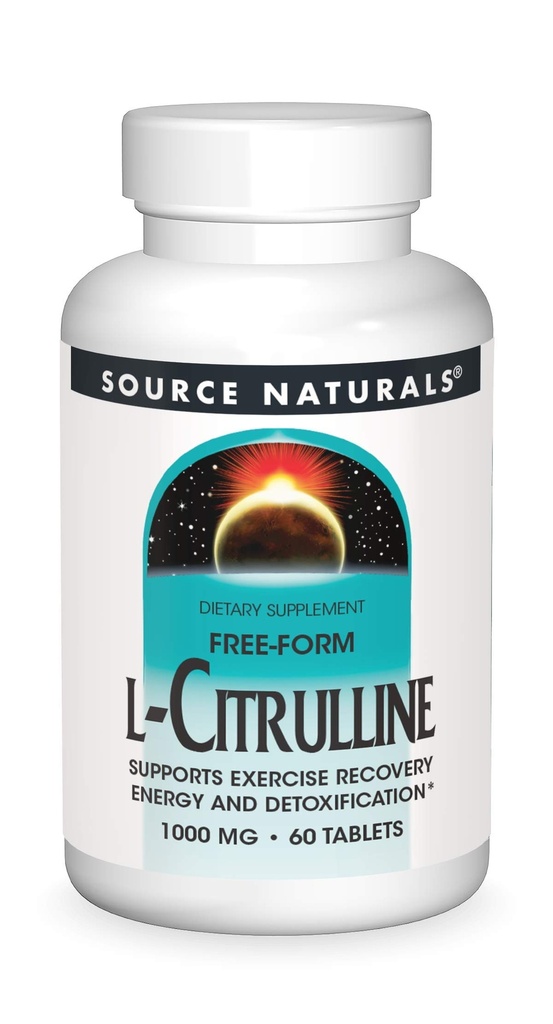 Source Naturals L-Citrulline - 운동 회복, 에너지 및 해독 *, 1,000 mg - 60 정제 지원