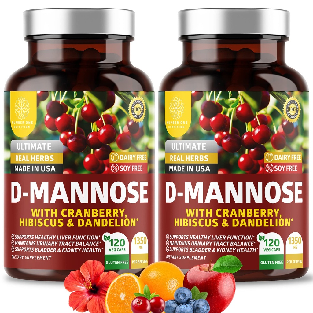 수 여자와 남자를 위한 1개의 영양 프리미엄 D Mannose 보충교재 [최대 힘, 1350MG] Cranberry, Hibiscus 및 Urinary Tract 건강을 위한 Dandelion를 가진 자연적인 D-Mannose, 240 조사